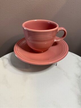 Fiestaware Rose Teacup and Saucer Set